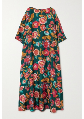 La DoubleJ - Muumuu Floral-print Silk-twill Maxi Dress - Multi - xx small,x small,small,medium,large,x large,xx large