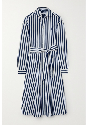Polo Ralph Lauren - Ela Belted Striped Cotton-poplin Shirt Dress - Blue - US0,US2,US4,US6,US8,US10,US12