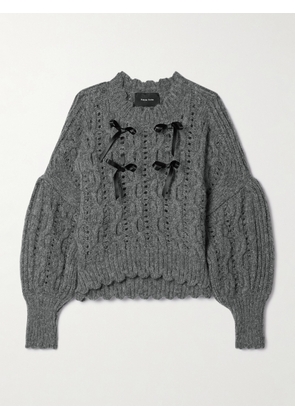 Simone Rocha - Bow-embellished Cable-knit Alpaca-blend Sweater - Gray - x small,small,medium,large