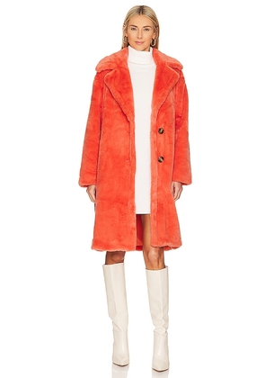 Steve Madden Maxwell Faux Fur Coat in Coral. Size S.