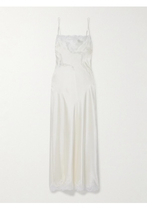 Carine Gilson - Lace-trimmed Silk-satin Nightdress - Ivory - small,medium,large,x large