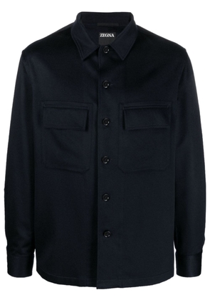 Zegna button-fastening cashmere shirt jacket - Blue