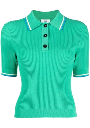 Closed ribbed-knit polo-top - Green