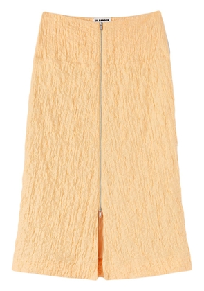 Jil Sander textured-finish zip-up midi skirt - Orange