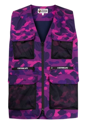A BATHING APE® camouflage-print zip-up vest - Purple