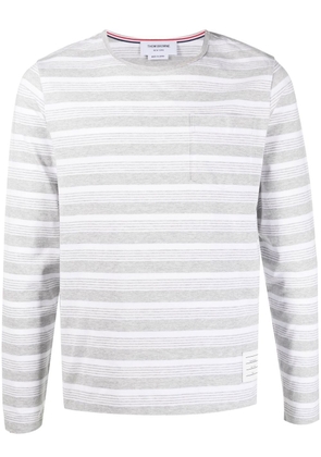 Thom Browne striped long-sleeved T-shirt - Grey