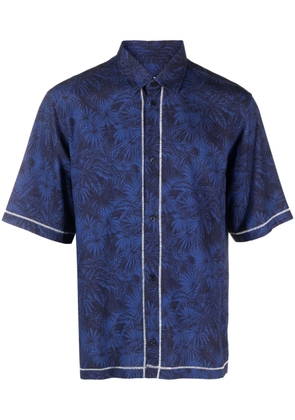 Orlebar Brown leaf-print seam-detail shirt - Blue
