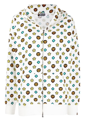 A BATHING APE® graphic-print zipped hoodie - White