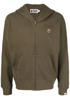 A BATHING APE® logo-patch textured hoodie - Green