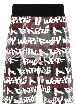 A BATHING APE® Bape Graffiti check-print shorts - Grey