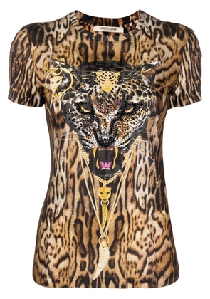 Roberto Cavalli jaguar-print T-shirt - Brown