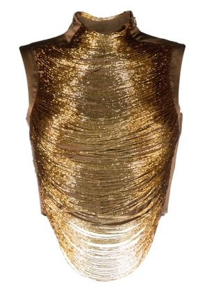 Cult Gaia Taraji beaded silk blouse - Gold