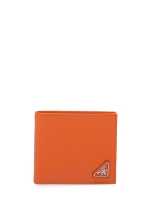 Prada logo plaque bi-fold wallet - Orange