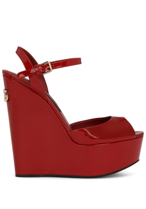 Dolce & Gabbana logo-detail platform sandals - Red