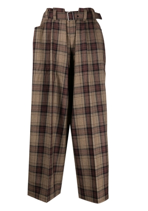 Comme des Garçons TAO check-pattern wool trousers - Brown