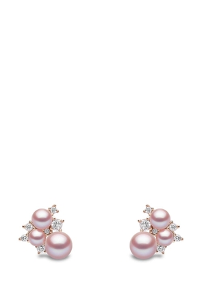 Yoko London 18kt rose gold Trend Blush freshwater pearl and diamond earrings - 9