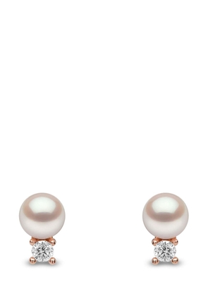 Yoko London 18kt rose gold Trend Akoya pearl and diamond earrings - 9