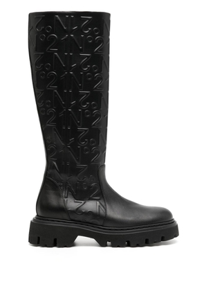 Nº21 logo-embossed leather boots - Black