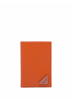 Prada triangle-logo Saffiano leather cardholder - Orange
