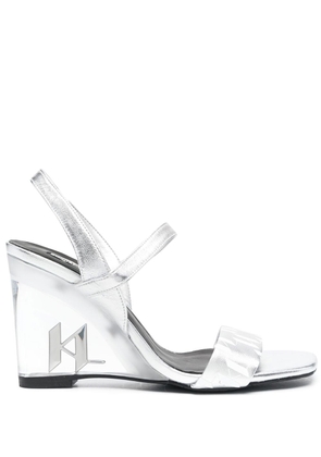 Karl Lagerfeld ice-wedge metallic-leather sandals - Silver