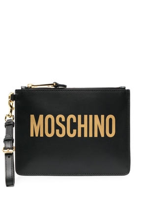 Moschino logo-print clutch bag - Black