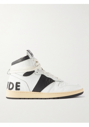 Rhude - Rhecess Colour-Block Distressed Leather High-Top Sneakers - Men - White - US 7