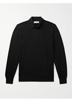 Brunello Cucinelli - Virgin Wool And Cashmere-Blend Polo Sweater - Men - Black - IT 48