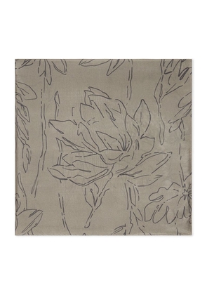 Brunello Cucinelli Pongée Silk Floral Print Foulard