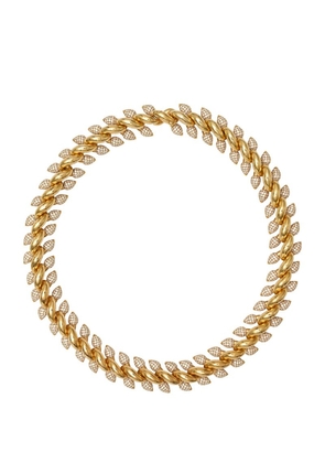 Burberry Pavé-Crystal Spear Chain Necklace
