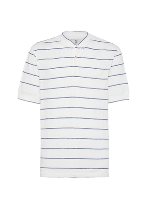 Brunello Cucinelli Linen-Cotton Striped Henley T-Shirt