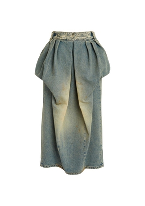 Mm6 Maison Margiela Denim Pleated Midi Skirt