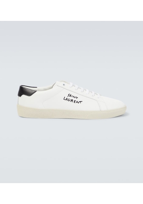 Saint Laurent Logo embroidered leather sneakers