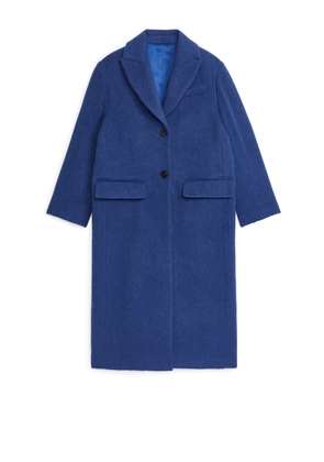 Oversized Wool Blend Coat - Blue