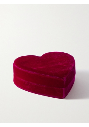 Roxanne First - Small Heart Velvet Jewelry Box - Pink - One size