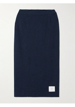 Thom Browne - Appliquéd Waffle-knit Cotton Midi Skirt - Blue - IT36,IT38,IT40,IT42,IT44,IT46,IT48