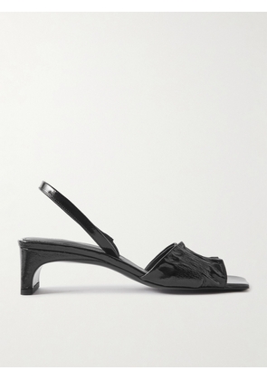TOTEME - + Net Sustain The Gathered Scoop Crinkled Glossed-leather Slingback Sandals - Black - IT35,IT36,IT37,IT38,IT39,IT40,IT41,IT42