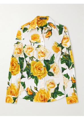 Dolce & Gabbana - Floral-print Stretch-cotton Poplin Shirt - Yellow - IT36,IT38,IT40,IT42,IT44,IT46,IT48,IT50