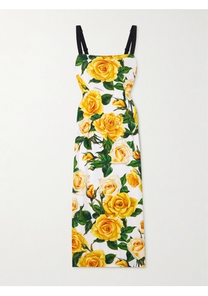 Dolce & Gabbana - Floral-print Silk-blend Midi Dress - Yellow - IT36,IT38,IT40,IT42,IT44,IT46,IT48,IT50