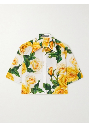 Dolce & Gabbana - Cropped Floral-print Cotton-poplin Shirt - Yellow - IT36,IT38,IT40,IT42,IT44,IT46,IT48,IT50