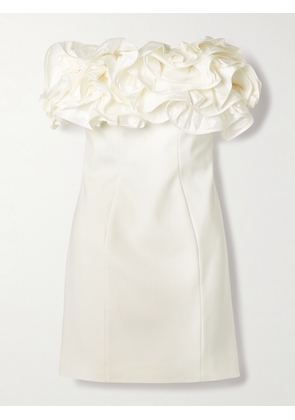 Carolina Herrera - Strapless Ruffled Silk Mikado-trimmed Crepe Mini Dress - White - US0,US2,US4,US6