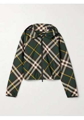 Burberry - Cropped Hooded Checked Twill Jacket - Green - xx small,x small,small,medium,large,x large