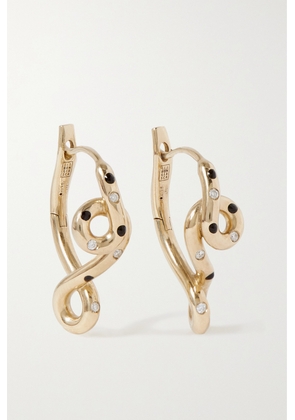 Bea Bongiasca - Double Wave 9-karat Gold, Enamel And Diamond Earrings - One size