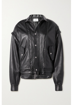 SAINT LAURENT - Oversized Paneled Leather Biker Jacket - Black - FR36,FR40