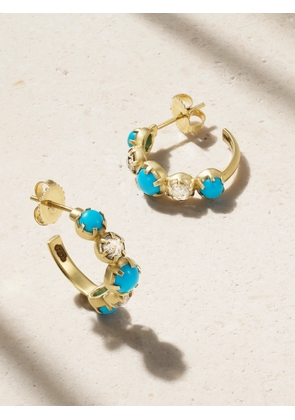Sylva & Cie - 18-karat Gold, Turquoise And Diamond Hoop Earrings - One size