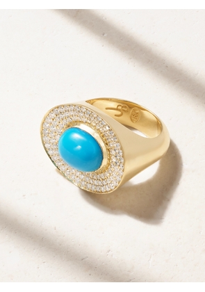 Jenna Blake - 18-karat Gold, Turquoise And Diamond Ring - Blue - 4