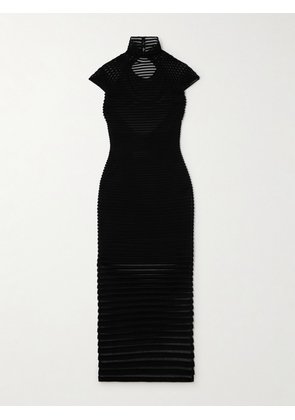 Alaïa - Striped Knitted Turtleneck Gown - Black - FR34,FR36,FR38,FR40,FR42,FR44