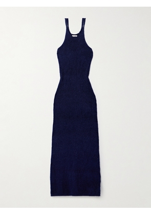 KHAITE - Jaime Brushed Silk And Cashmere-blend Maxi Dress - Blue - x small,small,medium,large