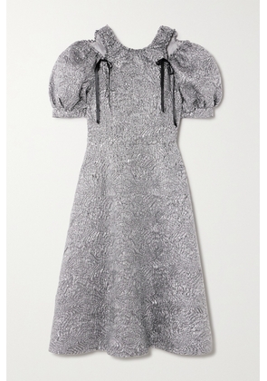 Simone Rocha - Bow-detailed Cutout Metallic Cloqué Midi Dress - Silver - UK 6,UK 8,UK 10,UK 12,UK 14