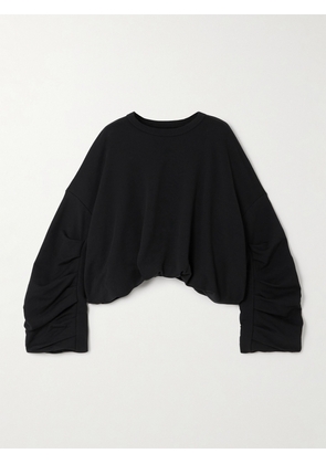 Dries Van Noten - Ruched Cropped Cotton-jersey Sweater - Black - x small,small,medium,large