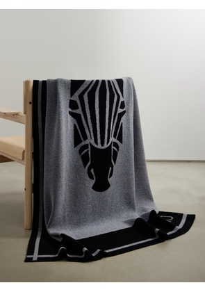 Diane Kordas - Zebra Jacquard-knit Merino Wool Blanket - Black - One size